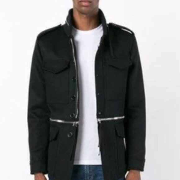 Wool & Cashmere Field Jacket W/ Zips In Black - Picture 2 of 4